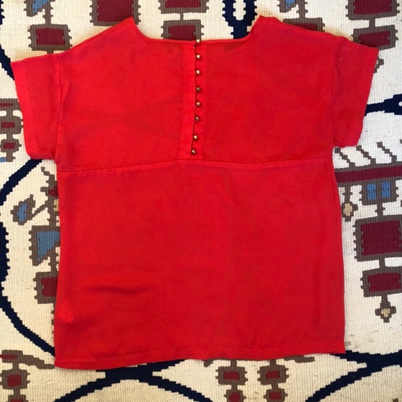 Karl Marc John Red Blouse with Gold Buttons - Picture 2 of 2